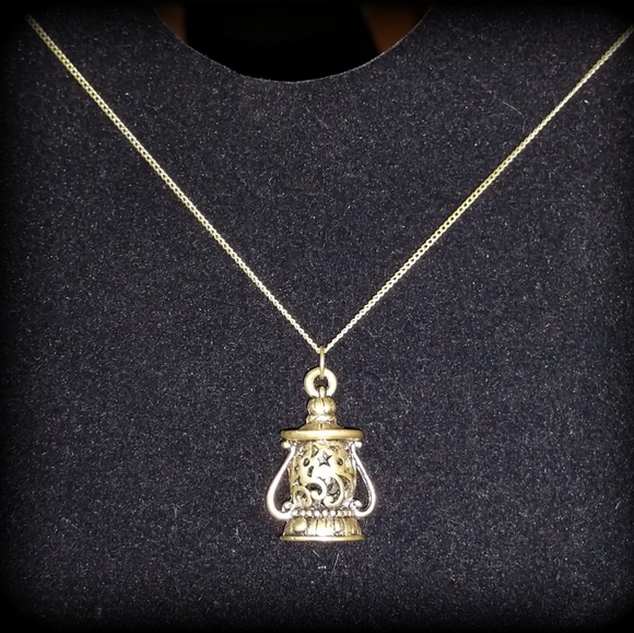 "Light The Way" Antique Brass Lantern Necklace - Picture 3 of 5